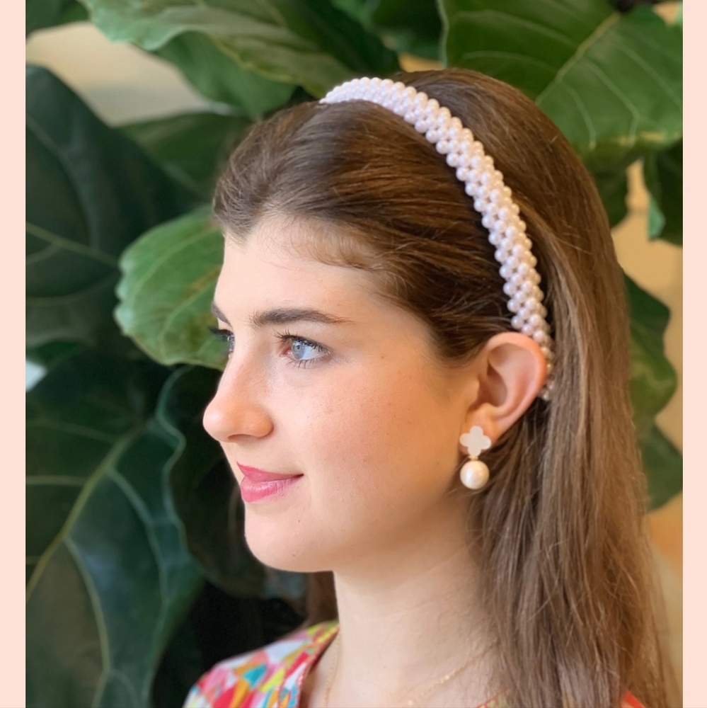 Hazen & Co white pearl headband